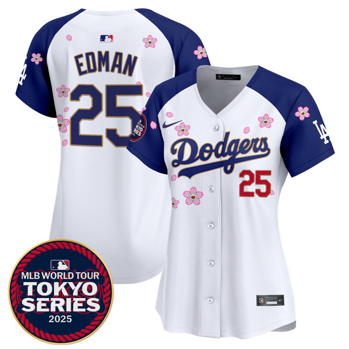 Women's LA Dodgers Tokyo Series 2025 Gold Trim Vapor Premier Limited Jersey - Stitched Alternate Tommy Edman