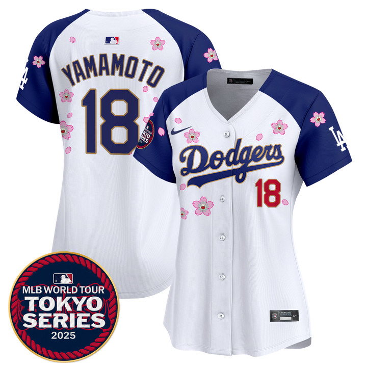 Women's LA Dodgers Tokyo Series 2025 Gold Trim Vapor Premier Limited Jersey - Stitched Alternate Yamamoto