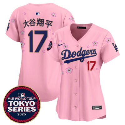 Women's LA Dodgers Tokyo Series 2025 Gold Trim Vapor Premier Limited Jersey - Stitched Cherry Blossom Shohei Ohtani