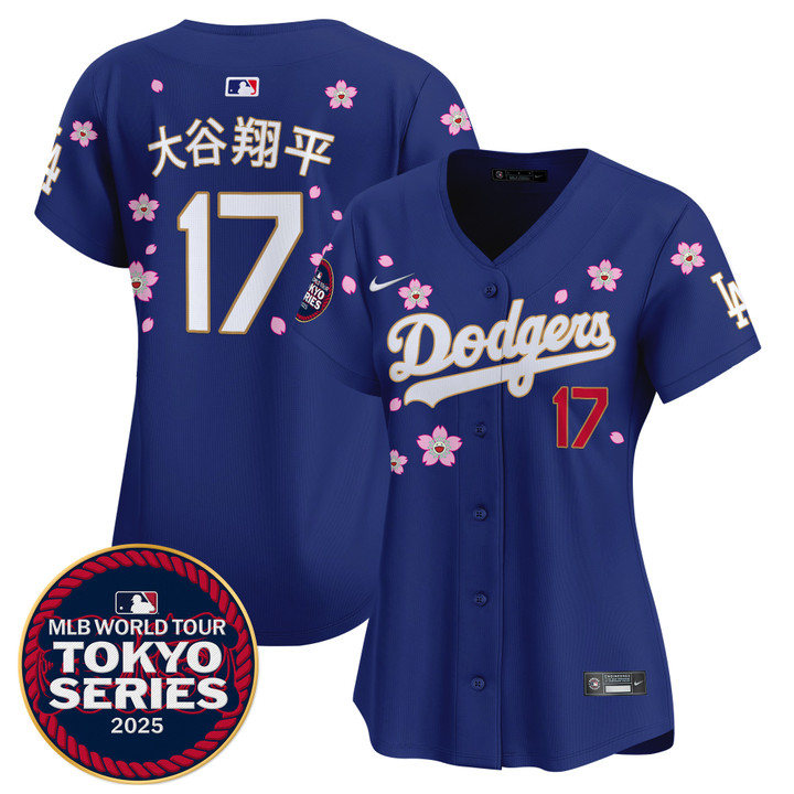 Women's LA Dodgers Tokyo Series 2025 Gold Trim Vapor Premier Limited Jersey - Stitched Royal Shohei Ohtani