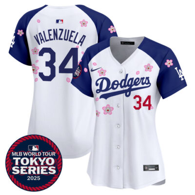 Women's LA Dodgers Tokyo Series 2025 Vapor Premier Limited Jersey V2 - Stitched Alternate Fernando Valenzuela