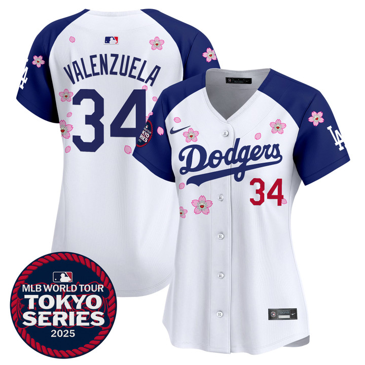 Women's LA Dodgers Tokyo Series 2025 Vapor Premier Limited Jersey V2 - Stitched Alternate Fernando Valenzuela