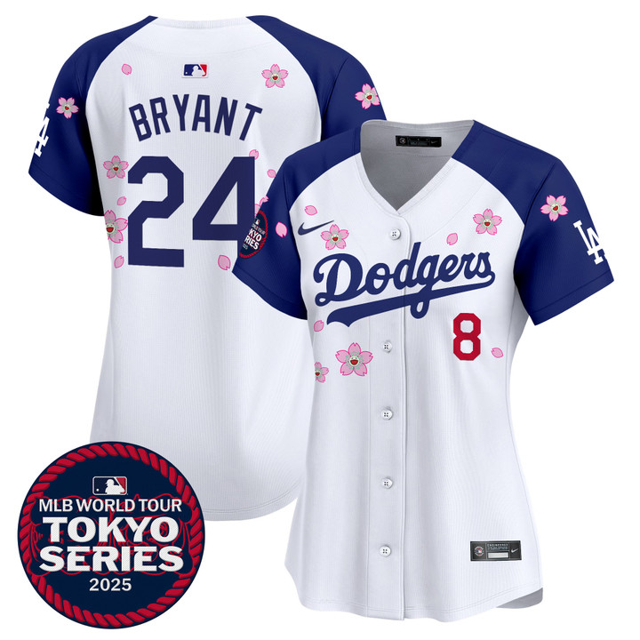Women's LA Dodgers Tokyo Series 2025 Vapor Premier Limited Jersey V2 - Stitched Alternate Kobe Bryant