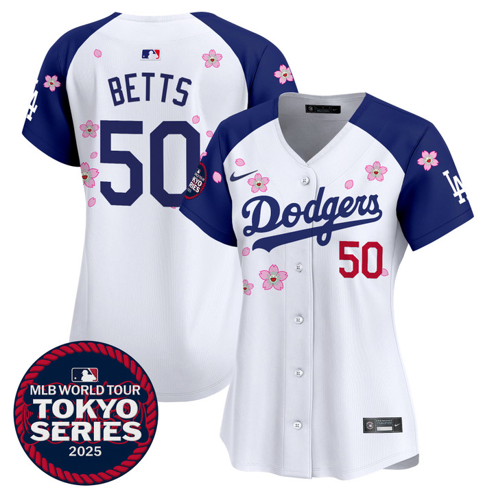 Women's LA Dodgers Tokyo Series 2025 Vapor Premier Limited Jersey V2 - Stitched Alternate Mookie Betts