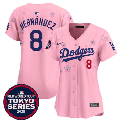 Women's LA Dodgers Tokyo Series 2025 Vapor Premier Limited Jersey V2 - Stitched Cherry Blossom Kike Hernandez