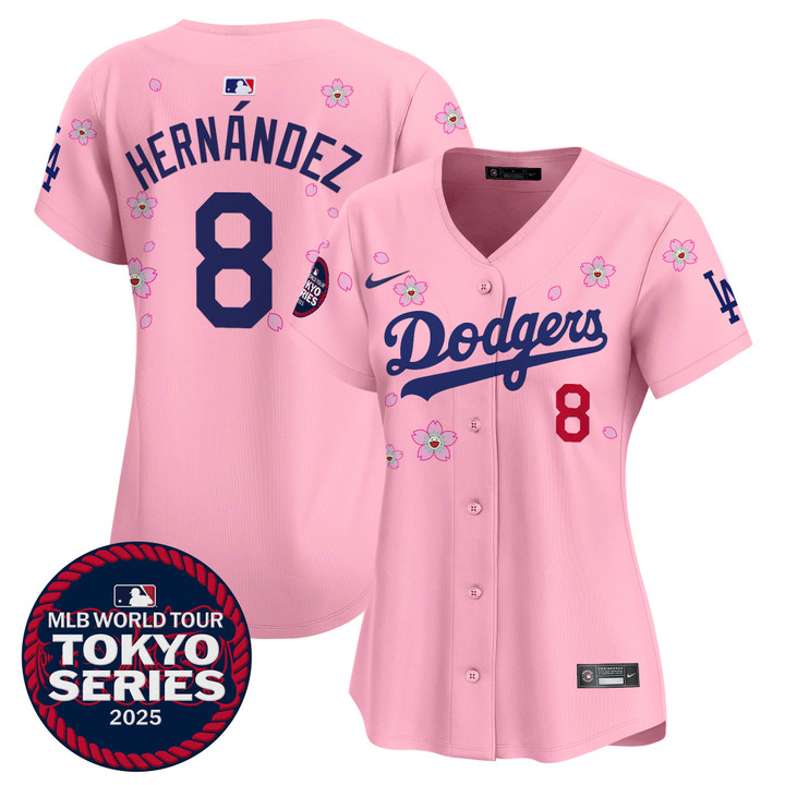 Women's LA Dodgers Tokyo Series 2025 Vapor Premier Limited Jersey V2 - Stitched Cherry Blossom Kike Hernandez