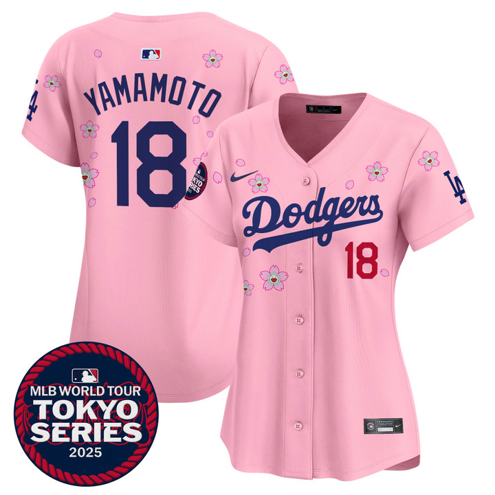 Women's LA Dodgers Tokyo Series 2025 Vapor Premier Limited Jersey V2 - Stitched Cherry Blossom Yamamoto