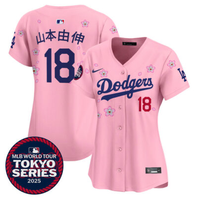 Women's LA Dodgers Tokyo Series 2025 Vapor Premier Limited Jersey V2 - Stitched Cherry Blossom Yamamoto