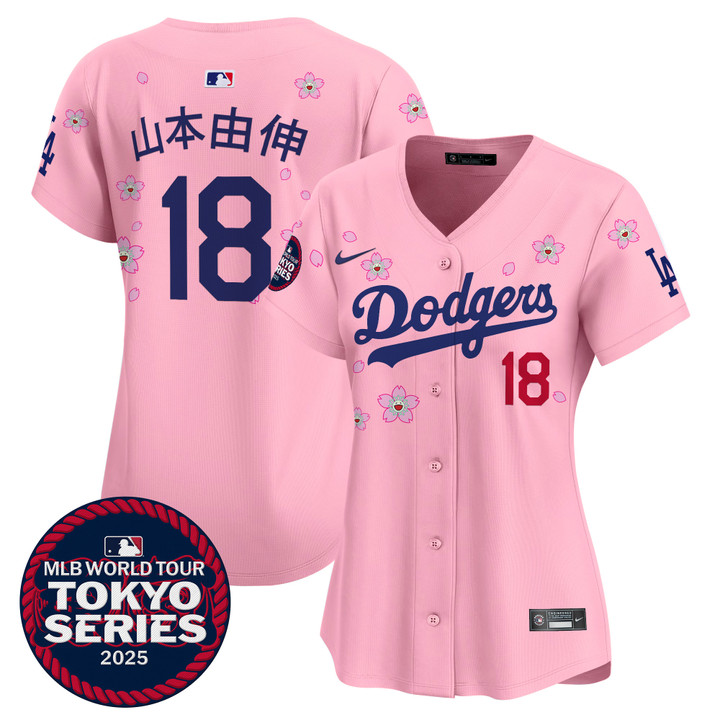 Women's LA Dodgers Tokyo Series 2025 Vapor Premier Limited Jersey V2 - Stitched Cherry Blossom Yamamoto