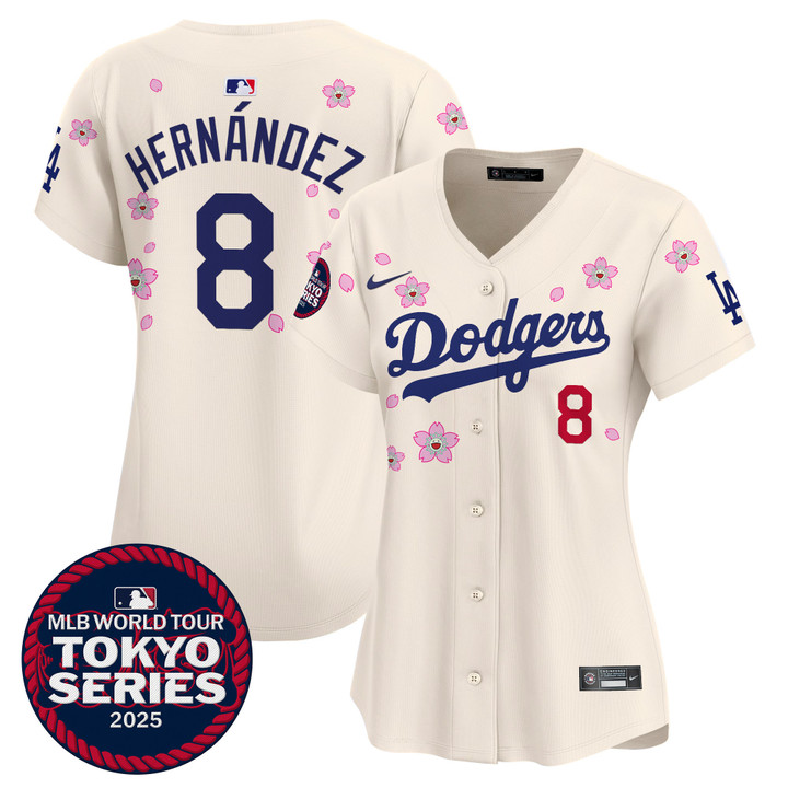 Women's LA Dodgers Tokyo Series 2025 Vapor Premier Limited Jersey V2 - Stitched Cream Kike Hernandez