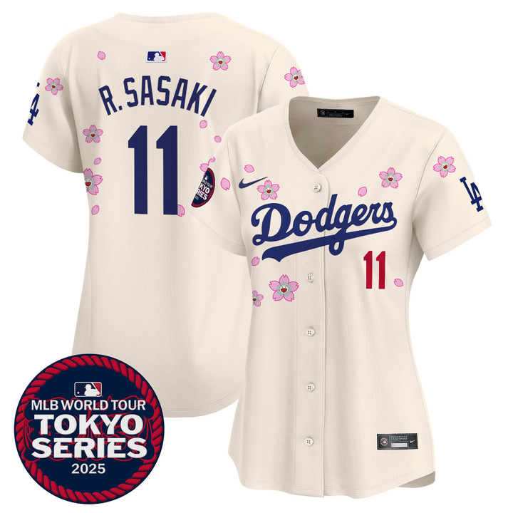 Women's LA Dodgers Tokyo Series 2025 Vapor Premier Limited Jersey V2 - Stitched Cream Roki Sasaki