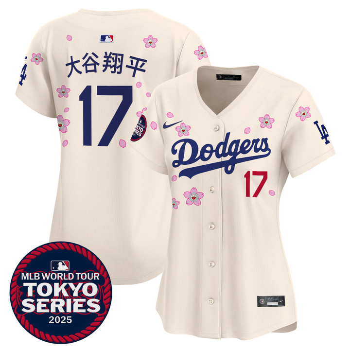Women's LA Dodgers Tokyo Series 2025 Vapor Premier Limited Jersey V2 - Stitched Cream Shohei Ohtani