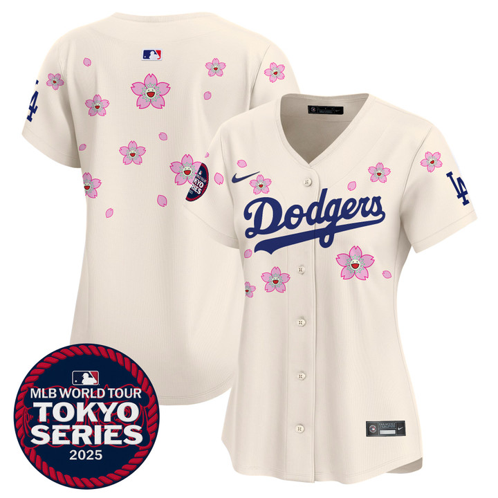 Women's LA Dodgers Tokyo Series 2025 Vapor Premier Limited Jersey V2 - Stitched Cream Team