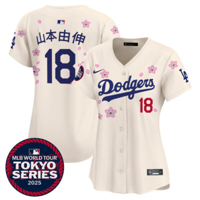 Women's LA Dodgers Tokyo Series 2025 Vapor Premier Limited Jersey V2 - Stitched Cream Yamamoto