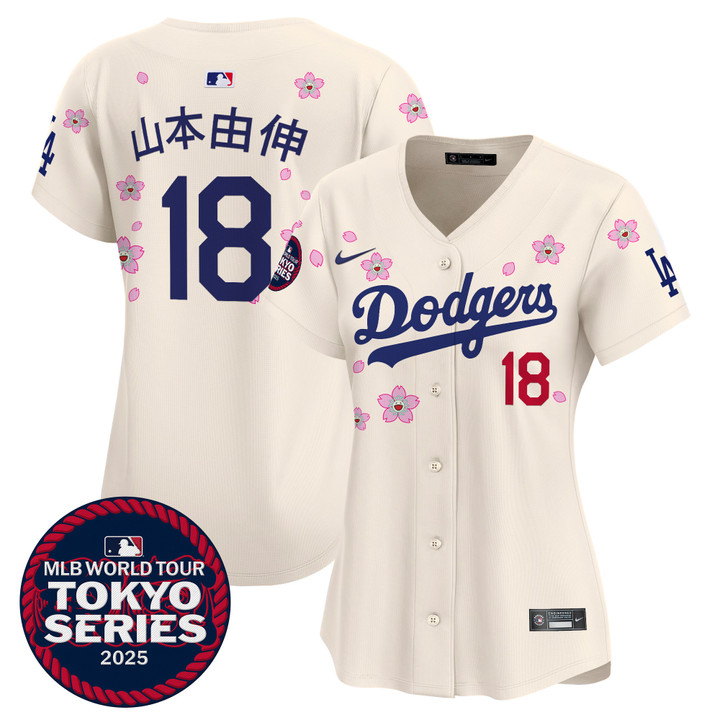 Women's LA Dodgers Tokyo Series 2025 Vapor Premier Limited Jersey V2 - Stitched Cream Yamamoto
