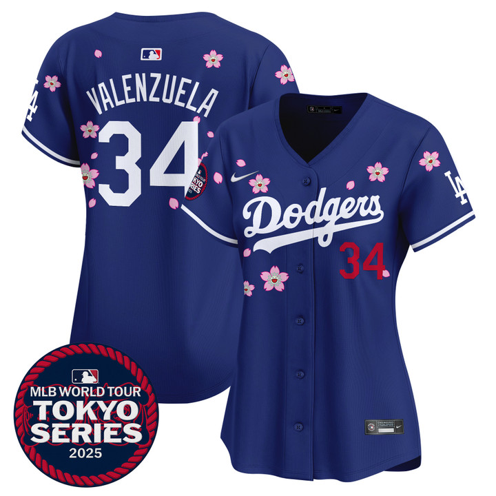 Women's LA Dodgers Tokyo Series 2025 Vapor Premier Limited Jersey V2 - Stitched Royal Fernando Valenzuela