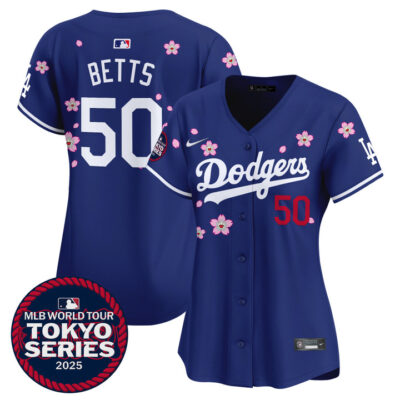 Women's LA Dodgers Tokyo Series 2025 Vapor Premier Limited Jersey V2 - Stitched Royal Mookie Betts