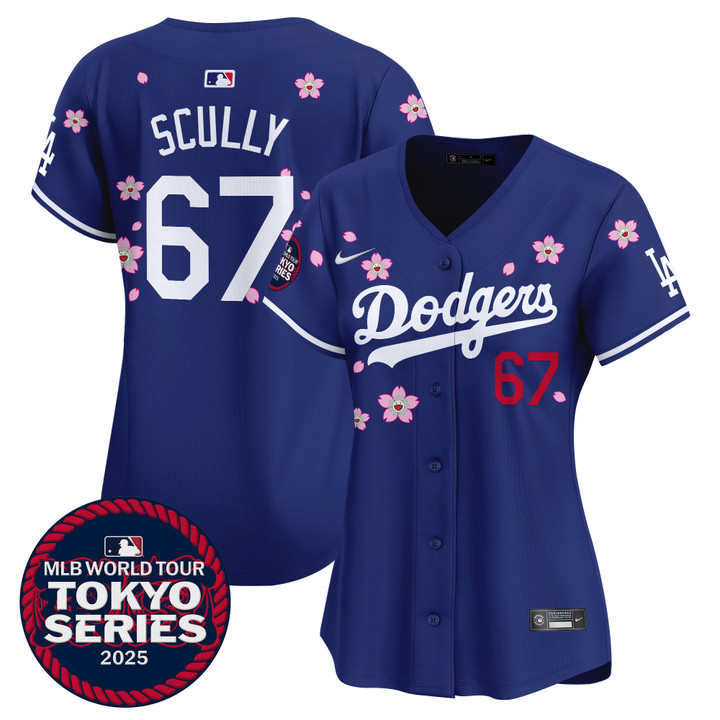 Women's LA Dodgers Tokyo Series 2025 Vapor Premier Limited Jersey V2 - Stitched Royal Vin Scully