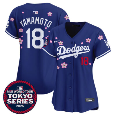 Women's LA Dodgers Tokyo Series 2025 Vapor Premier Limited Jersey V2 - Stitched Royal Yamamoto