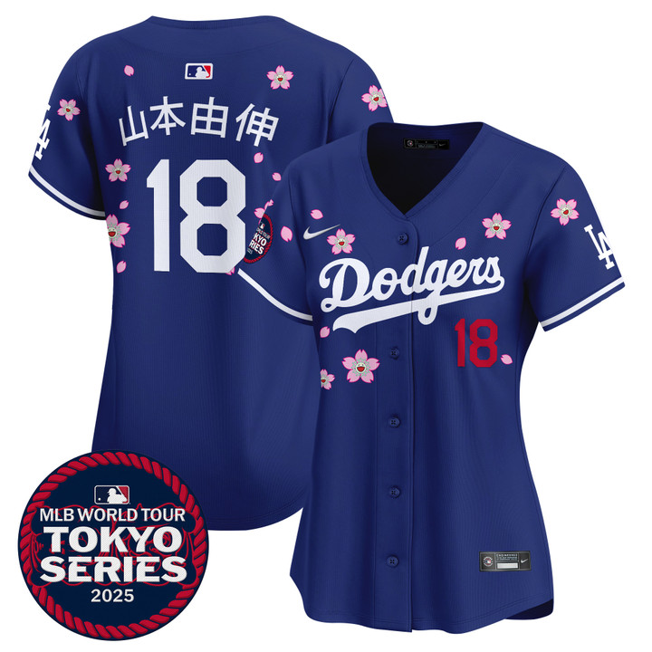 Women's LA Dodgers Tokyo Series 2025 Vapor Premier Limited Jersey V2 - Stitched Royal Yamamoto