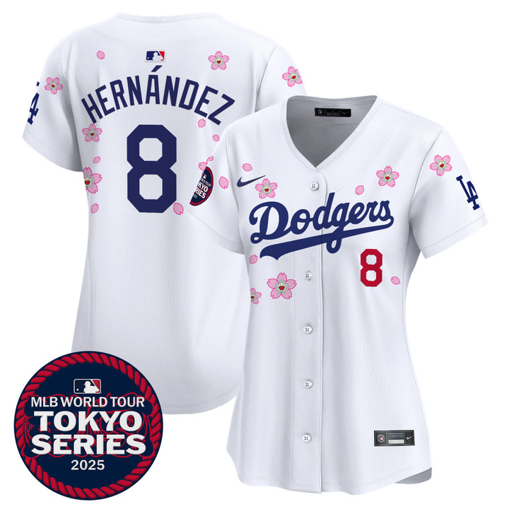 Women's LA Dodgers Tokyo Series 2025 Vapor Premier Limited Jersey V2 - Stitched White Kike Hernandez