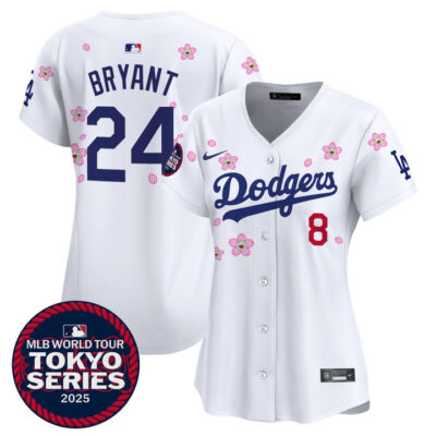 Women's LA Dodgers Tokyo Series 2025 Vapor Premier Limited Jersey V2 - Stitched White Kobe Bryant