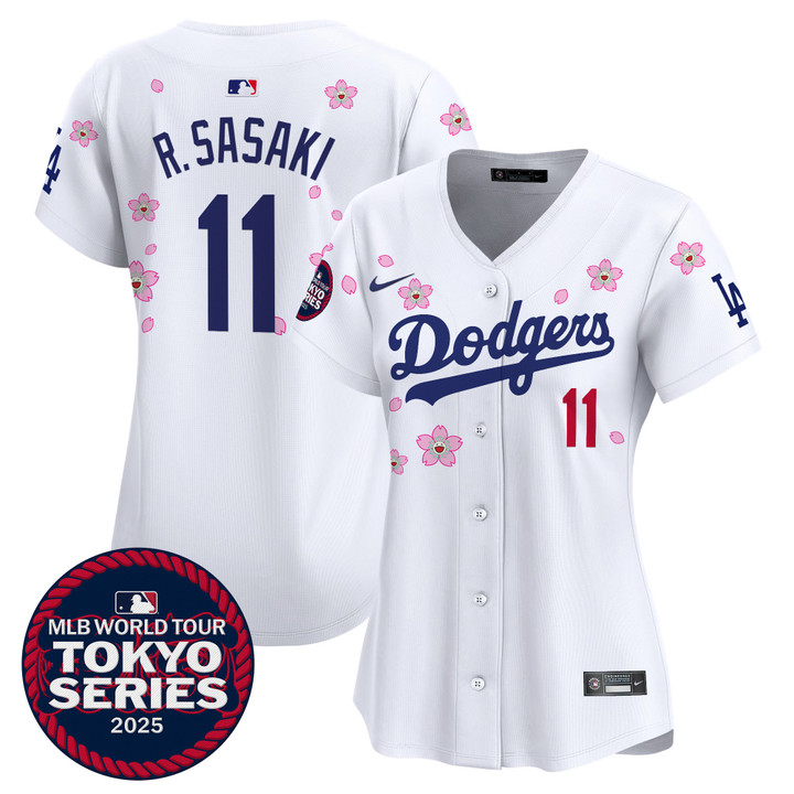 Women's LA Dodgers Tokyo Series 2025 Vapor Premier Limited Jersey V2 - Stitched White Roki Sasaki
