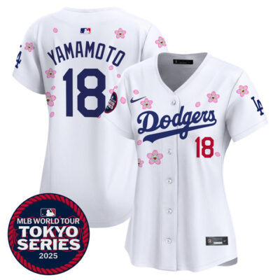 Women's LA Dodgers Tokyo Series 2025 Vapor Premier Limited Jersey V2 - Stitched White Yamamoto