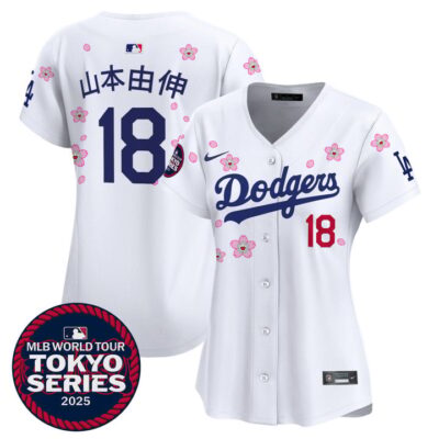 Women's LA Dodgers Tokyo Series 2025 Vapor Premier Limited Jersey V2 - Stitched White Yamamoto