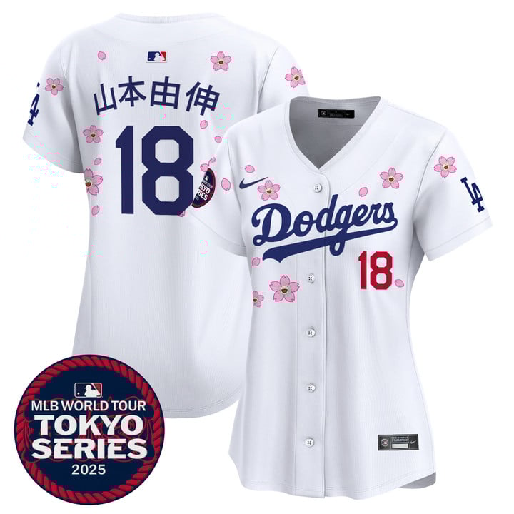 Women's LA Dodgers Tokyo Series 2025 Vapor Premier Limited Jersey V2 - Stitched White Yamamoto