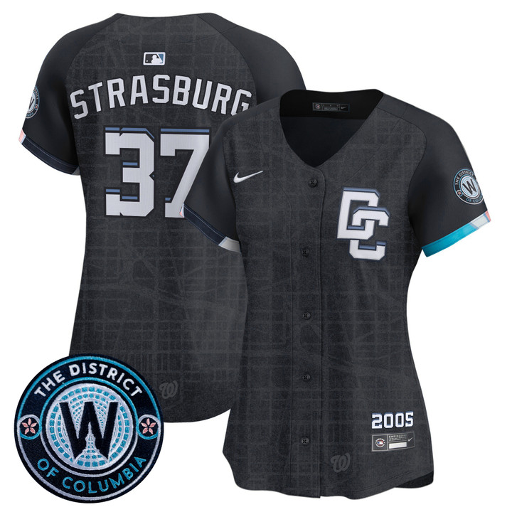 Women's Washington Nationals 2025 City Connect Vapor Premier Limited Jersey - Stitched Navy Stephen Strasburg