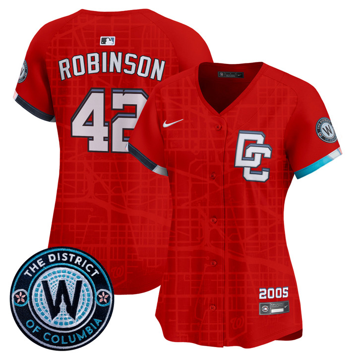Women's Washington Nationals 2025 City Connect Vapor Premier Limited Jersey - Stitched Red Jackie Robinson
