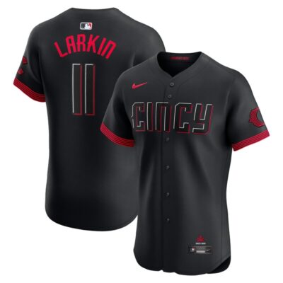 Barry Larkin Cincinnati Reds City Connect Elite Jersey - Black