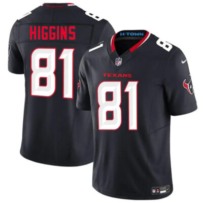 Houston Texans #81 Jayden Higgins Navy 2025 Draft Vapor F.U.S.E. Limited Football Stitched Jersey
