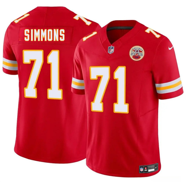 Kansas City Chiefs #71 Josh Simmons Red 2025 Draft F.U.S.E. Vapor Untouchable Limited Football Stitched Jersey