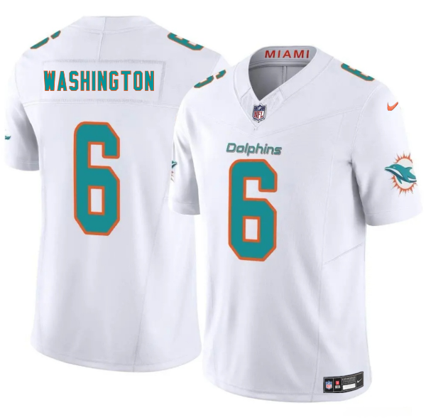 Miami Dolphins #6 Malik Washington White 2025 Draft F.U.S.E. Vapor Limited Football Stitched Jersey