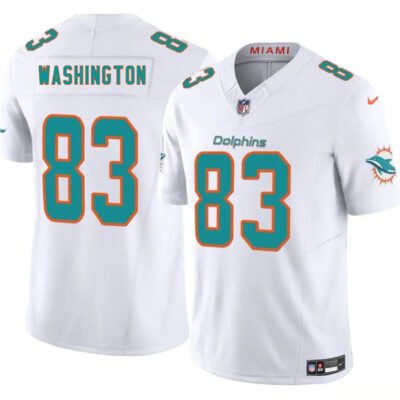 Miami Dolphins #83 Tahj Washington White 2025 Draft F.U.S.E. Vapor Limited Football Stitched Jersey