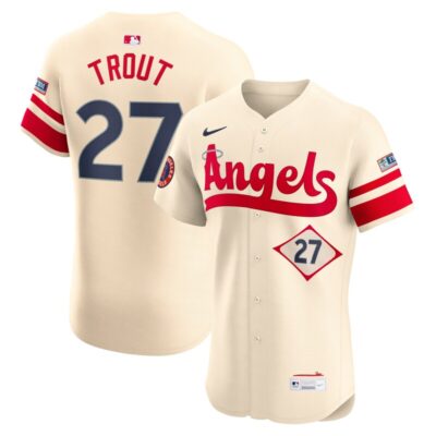 Mike Trout Los Angeles Angels City Connect Elite Jersey - Cream