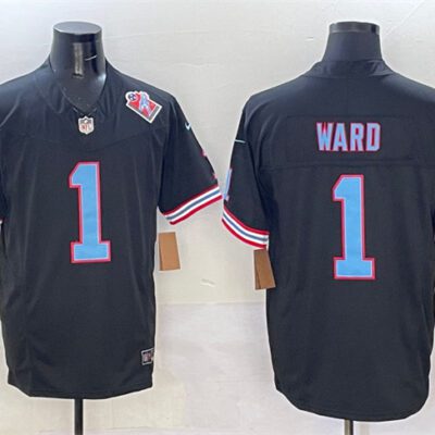 Tennessee Titans #1 Cameron Ward Black 2025 Draft F.U.S.E. 1997 Throwback Patch Vapor Limited Football Stitched Jersey
