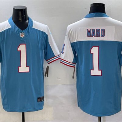 Tennessee Titans #1 Cameron Ward Blue/White 2025 Draft F.U.S.E. Vapor Limited Football Stitched Jersey