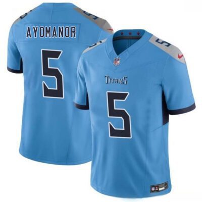 Tennessee Titans #5 Elic Ayomanor Blue 2025 Draft F.U.S.E. Vapor Limited Football Stitched Jersey
