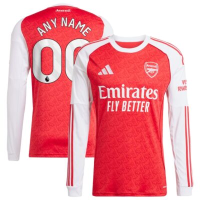 Arsenal 2025/26 Home Replica Long Sleeve Custom Jersey - Red