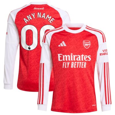 Arsenal Youth 2025/26 Home Replica Long Sleeve Custom Jersey - Red