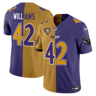 Baltimore Ravens Split Purple Gold Customized Jersey Stitched Custom