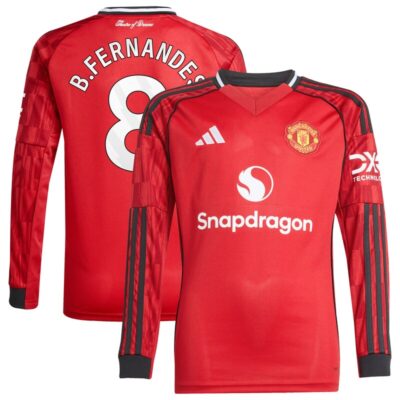 Bruno Fernandes Manchester United Youth Home 2025/26 Replica Player Long Sleeve Jersey - Red