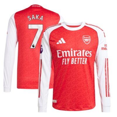 Bukayo Saka Arsenal 2025/26 Home Long Sleeve Player Jersey - Red