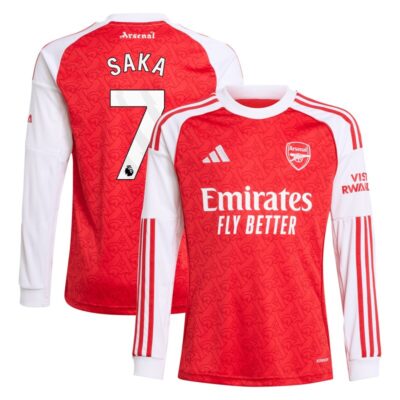 Bukayo Saka Arsenal Youth 2025/26 Home Replica Long Sleeve Player Jersey - Red