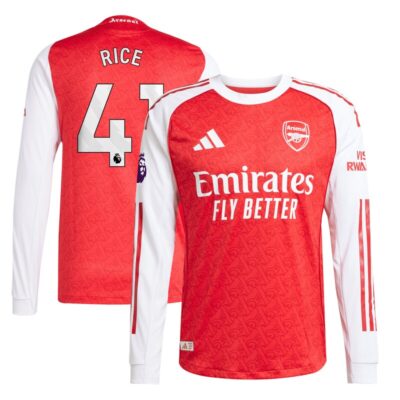 Declan Rice Arsenal 2025/26 Home Long Sleeve Player Jersey - Red