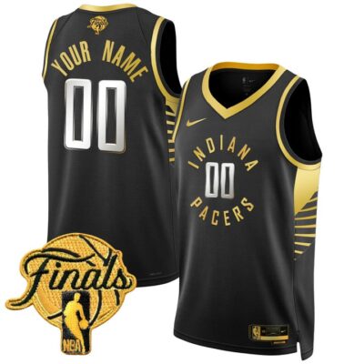 Indiana Pacers 2025 Finals Swingman Custom Jersey Stitched Black Gold