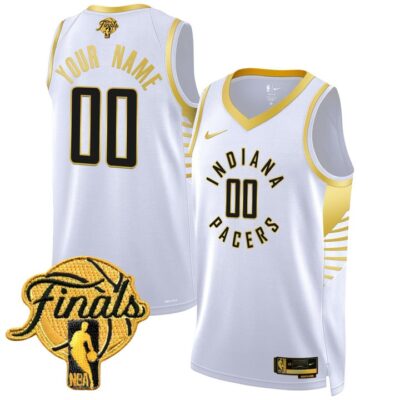 Indiana Pacers 2025 Finals Swingman Custom Jersey Stitched White Gold